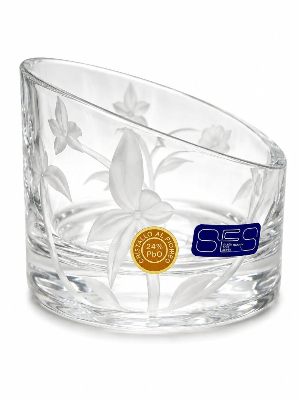 Vintage Cristallo Al Piombo 24% PbO Lead Crystal MCM Etched Glass Ashtray